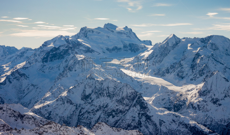 冬天,山,阿尔卑斯山脉,地形,自然,水平画幅,雪,无人,蓝色,全景