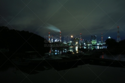 夜晚,工厂,工业区,水平画幅,无人,制造机器,户外,金属,光,工业
