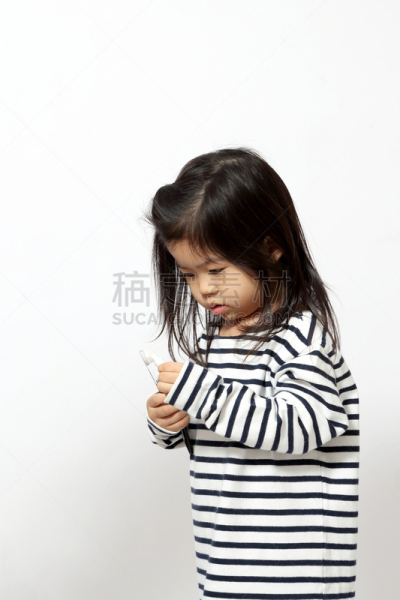女孩,可爱的,口腔卫生,背景分离,肖像,一个人,泰国,小的,拿着,儿童