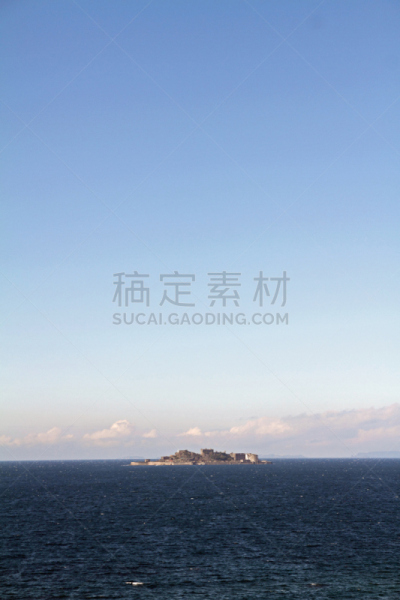 日本,岛,军舰,长崎,刺身船,端岛,能登半岛,日本明治维新时期工业革命遗址,垂直画幅,天空