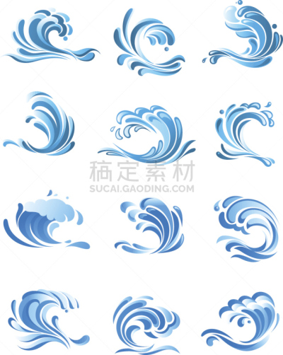 波形,蓝色,卷着的,波浪,强风,气候,华丽的,部分,从容态度,水面