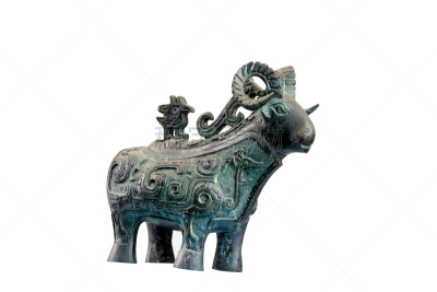 雕塑,山羊,青铜,分离着色,白色背景,季军,铜牌,古董,艺术,水平画幅
