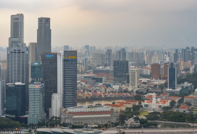都市风景,新加坡市,城市天际线,黄昏,水,未来,水平画幅,新加坡,无人,海港