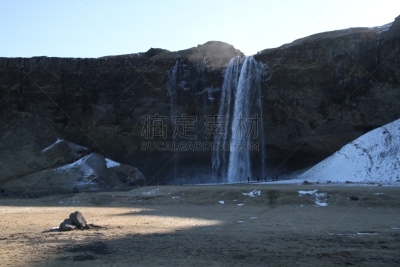 冰岛国,冬天,俄亥俄河,塞里雅兰瀑布,水,天空,美,水平画幅,雪,瀑布