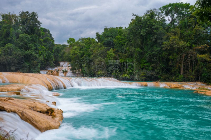 瀑布,agua azul cascades,恰帕斯州,危地马拉,缅甸,帕伦克,墨西哥,水,美,公园