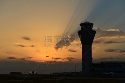 泽西岛,机场,英国,航空管制中心,海峡群岛,飞机,天空,水平画幅,无人,蓝色