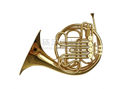 圆号,男高音,铜管乐器,水平画幅,无人,白色背景,背景分离,乐器,侧面视角,彩色图片