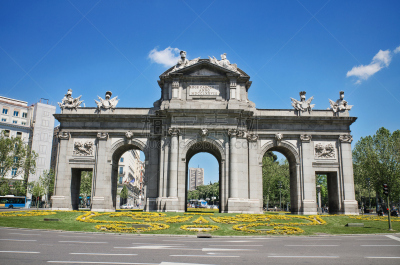 Famous landmark Puerta de Alcalá in Madrid, Spain.