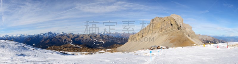 滑雪坡,全景,滑雪运动,福尔加里达,摩德纳迪坎皮格里奥,最大,多洛米蒂山脉,天空,度假胜地,水平画幅