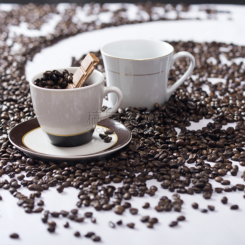 咖啡,咖啡豆,选择对焦,烤咖啡豆,留白,褐色,芳香的,无人,热饮,奶油