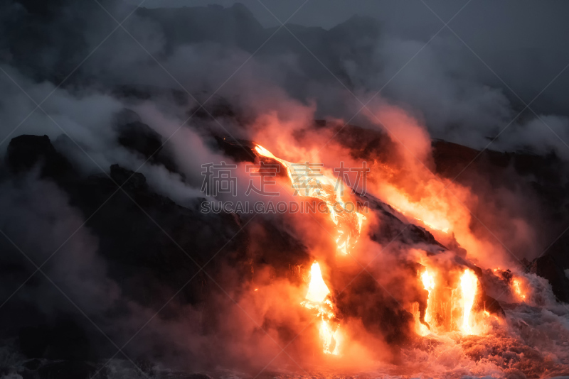 熔岩,太平洋,卡拉帕那,几劳亚活火山,大锅炉,时区,硫磺,熔炉,地狱火,夏威夷大岛