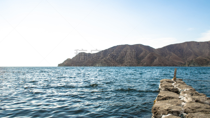 海滩,破浪堤,圣达马达,马格达莱纳部,防波堤,水,天空,度假胜地,水平画幅,沙子