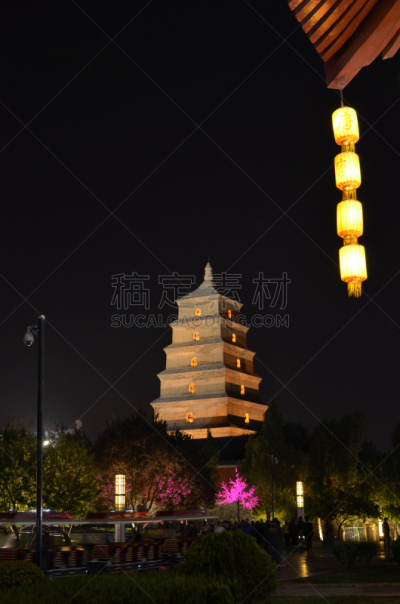 西安,建筑外部,宝塔,鹅肉,巨大的,野外动物,大雁塔,陕西省,垂直画幅
