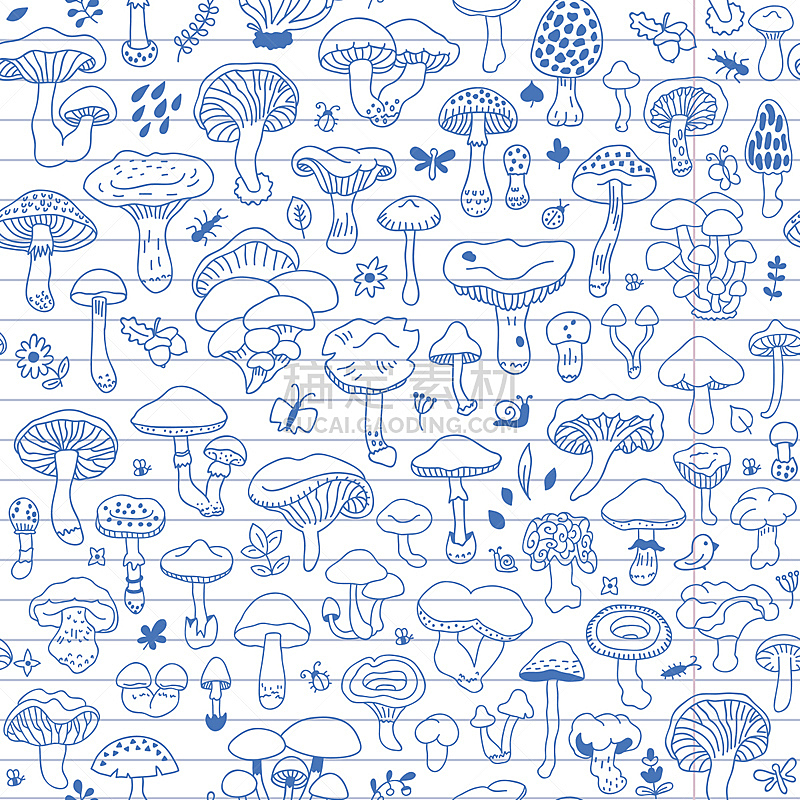 蘑菇,矢量,四方连续纹样,笔记本,公亩,毒蘑菇,模仿动物,纺织品,素食,绘画插图