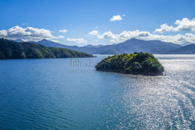 新西兰,marlborough sounds,水,天空,水平画幅,山,无人,夏天,海岸地形,户外
