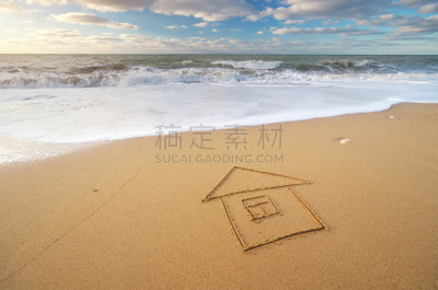 沙子,海洋,住房,潮汐发电,主页,房地产标志,水,家庭生活,居住区