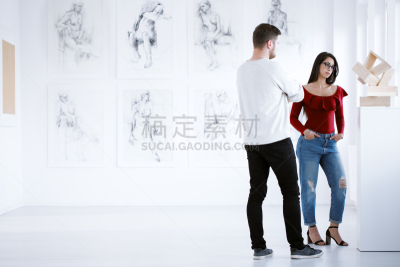 雕塑,青年伴侣,绘画插图,艺术家,轻蔑的,旅行者,明亮,现代,青年人,白色