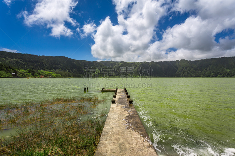 亚速尔群岛,泻湖,水,美,凹陷地形,水平画幅,山,火山地形,史托克间歇泉,大西洋群岛