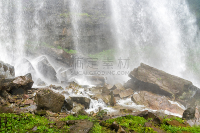 瀑布,巨大的,森林,深的,自然,美,水平画幅,地形,占巴塞,人