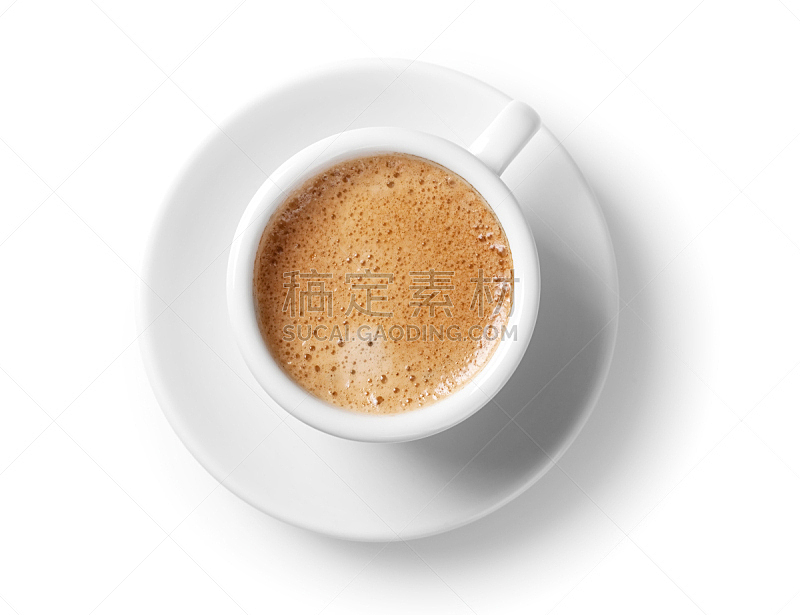 浓咖啡,水平画幅,高视角,无人,茶碟,白色背景,背景分离,饮料,咖啡,明亮