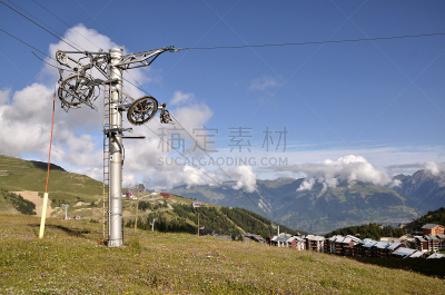 阿尔卑斯山脉,拉普兰,天空,车轮,水平画幅,无人,草原,户外,输电塔,白色