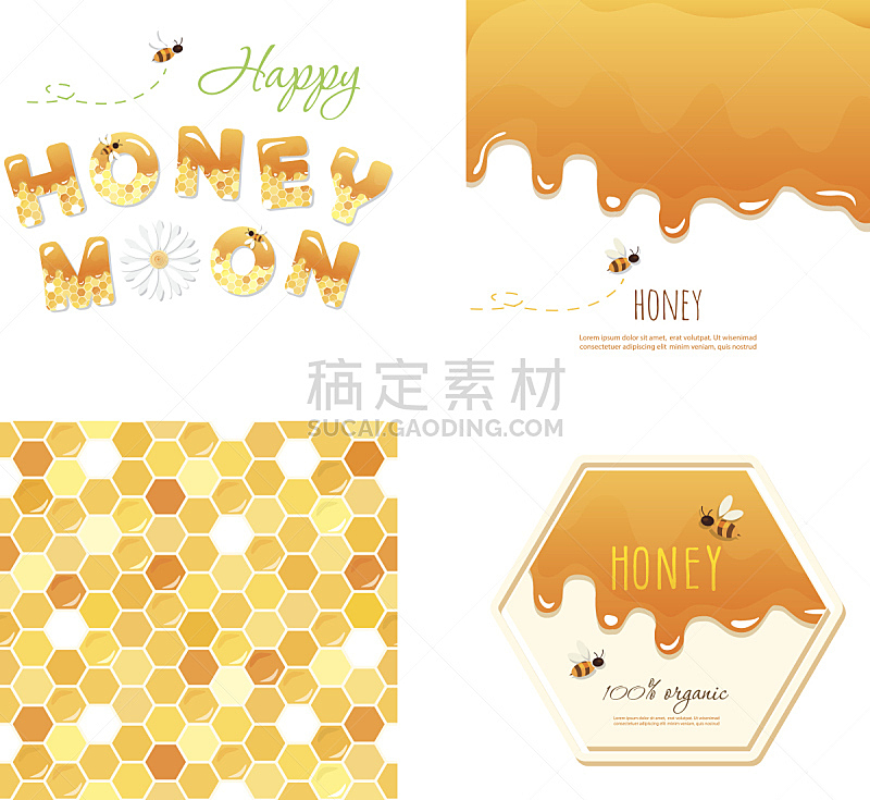 蜂蜜,六边形,文字,式样,背景,蜜月,白色,四方连续纹样,融化,流动