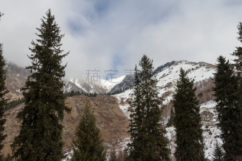 冬天,地形,山,天山山脉,热,开端,寒冷,旅途,云景,环境