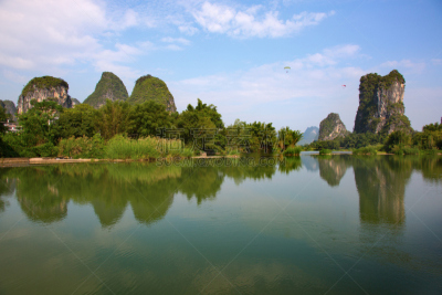 漓江,水,水平画幅,山,无人,石灰石,东亚,户外,阳朔,竹子