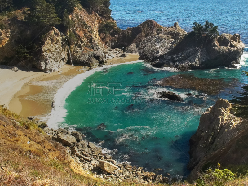 加利福尼亚,海岸线,朱莉娅菲佛伯恩斯州立公园,风景,麦克卫瀑布,太平洋海岸公路,清新,环境,波浪,瀑布