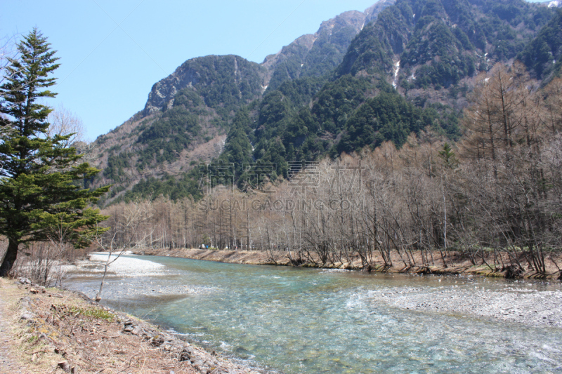 河流,梓川,上高地国家公园,长野县,水平画幅,山,无人,日本,户外,摄影