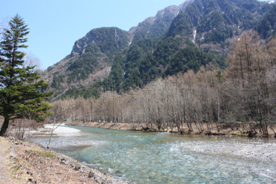 河流,梓川,上高地国家公园,长野县,水平画幅,山,无人,日本,户外,摄影