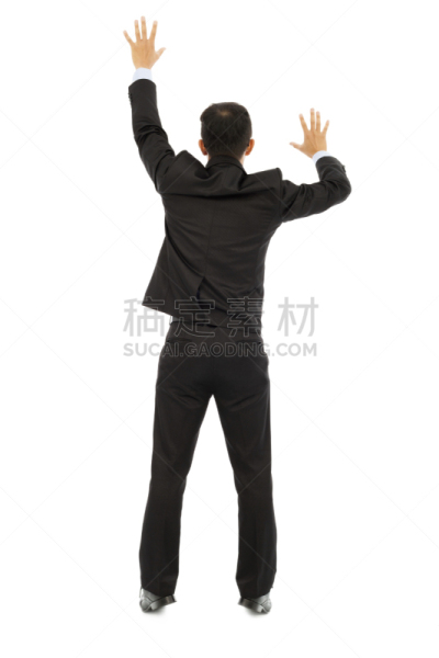 墙,男商人,青年人,白色,垂直画幅,努力,套装,经理,男性,仅男人