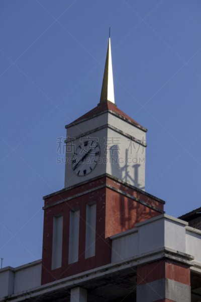 平衡折角灯,橙色,建筑外部,钟塔,垂直画幅,纪念碑,天空,古董,无人,婆罗洲岛