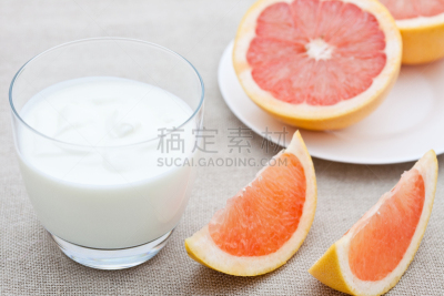 早餐,健康食物,酸奶,葡萄柚,水平画幅,无人,玻璃杯,熟的,小吃,影棚拍摄