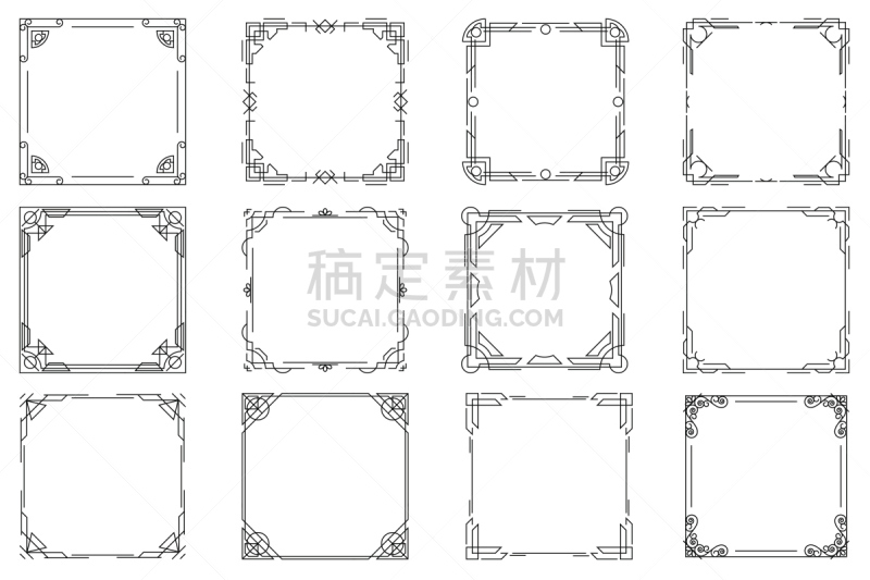 矢量,成一排,边框,几何形状,直的,细的,留白,绘画插图,标签,计算机制图