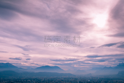 格勒诺布尔,都市风景,the vercors,天空,水平画幅,无人,户外,云景,阳光光束