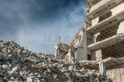 时区,炸弹,拆毁的,意外与灾害,自然灾害,废墟,建筑外部,混沌,建筑工地,废城