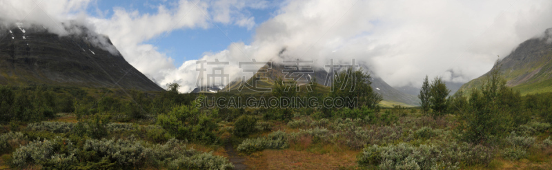 自然,全景,水平画幅,无人,户外,瑞属拉普兰,徒步旅行,瑞典,山,灌木