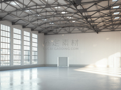 建筑业,三维图形,室内,空的,机库,明亮,飞机库,画廊,仓库,水平画幅