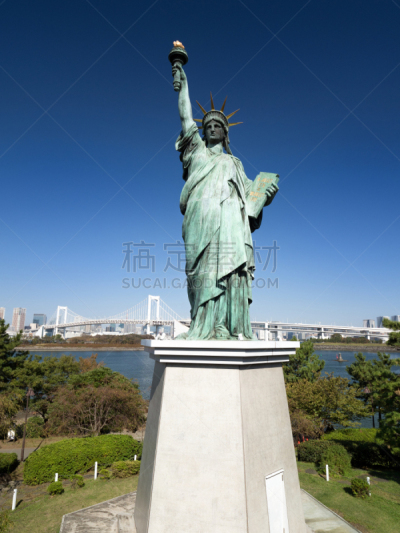 东京,台场,自由女神像,国内著名景点,城市生活,台场海滨公园,公园,水面,东京湾,户外
