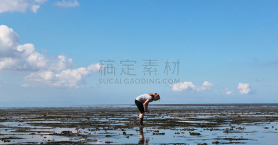 德国北海地区,女孩,青少年,水平画幅,沙子,户外,海底,冰岛国,海滩,水灾