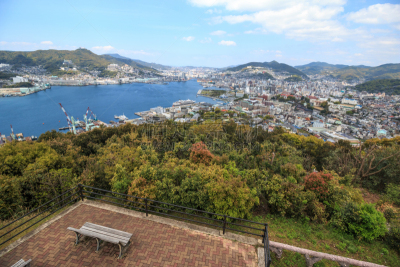 长崎市,都市风景,长崎,天空,公园,长椅,水平画幅,海港,户外,日本人