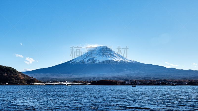 天空,山,风景,富士山,日本,雪山,自然美,河口湖,蓝色,桥式