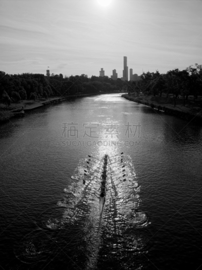 墨尔本,亚拉河,划船比赛,垂直画幅,水,天空,夜晚,曙暮光,户外,明亮