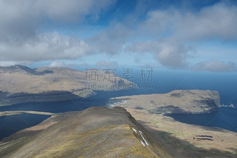 法罗群岛,雪,山脉,风景,山,绿色,地形,被侵蚀的,旅行