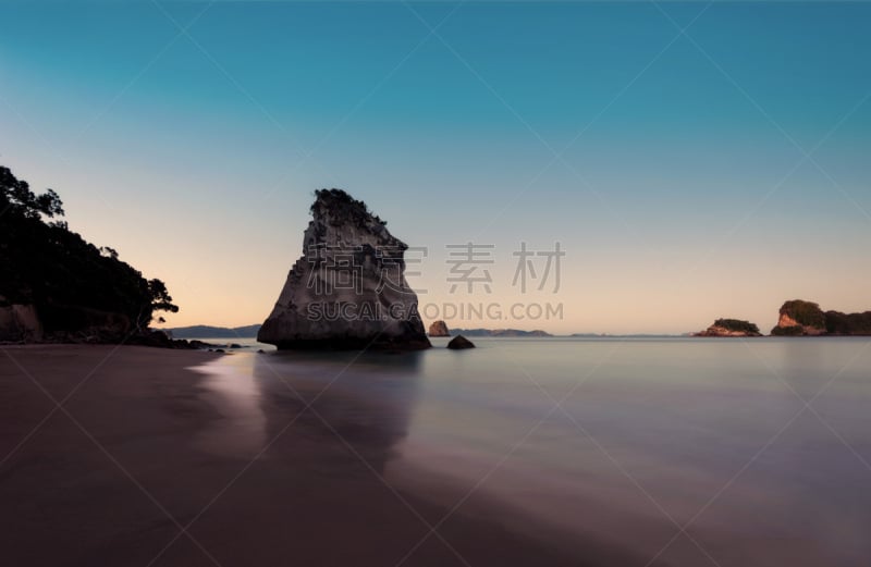 科罗曼德尔半岛,新西兰,cathedral cove,水,天空,美,新的,艺术,水平画幅,沙子