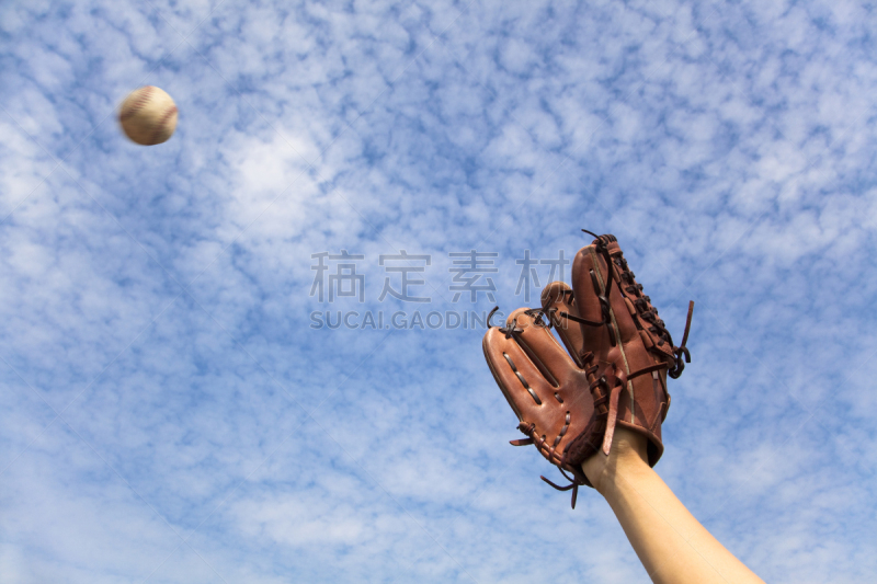 棒球手套,球,捕手手套,迅速,水平画幅,竞技运动,进行中,散焦,蓝色