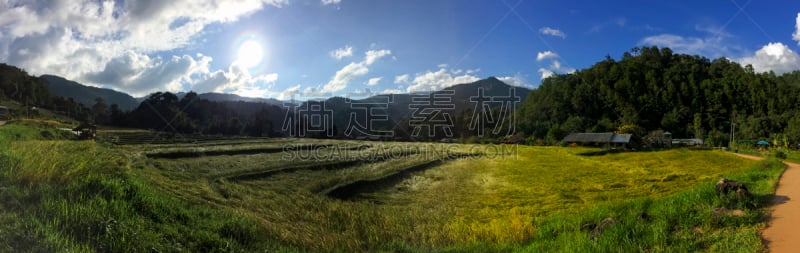 茵他侬国家公园,清迈省,天空,美,水平画幅,山,传统,旅行者,夏天,草