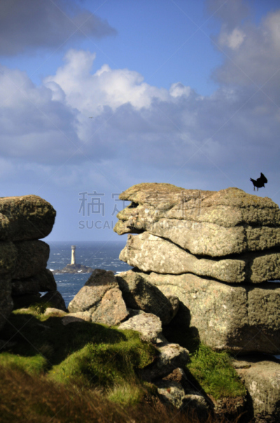 兰兹角,海湾,圣瑟能,land's end,垂直画幅,悬崖,康沃尔,地质学,无人,夏天