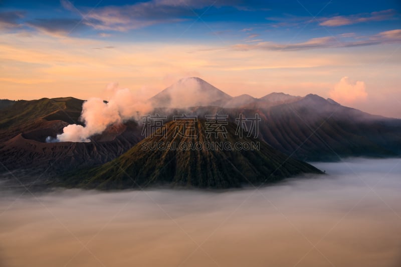 婆罗摩火山,bromo-tengger-semeru national park,爪哇,火山,印度尼西亚,视角,黎明,巴杜尔山,山,东